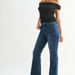 Just Black - Mid Rise Flare - dark denim