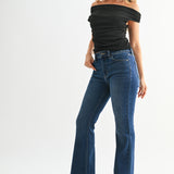 Just Black - Mid Rise Flare - dark denim