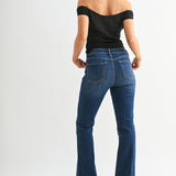 Just Black - Mid Rise Flare - dark denim