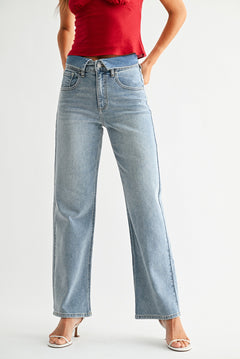 Just Black - Folded Waist Relaxed Straight
