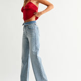 Just Black - Folded Waist Relaxed Straight