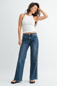 Just Black - Tuxedo Stripe Wide Leg
