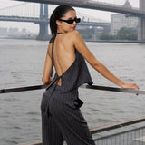 Rhinestone Pinstripe Halter Top