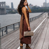Satin High Neck Dress With Back Sash