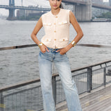 Gold Button Front Vest