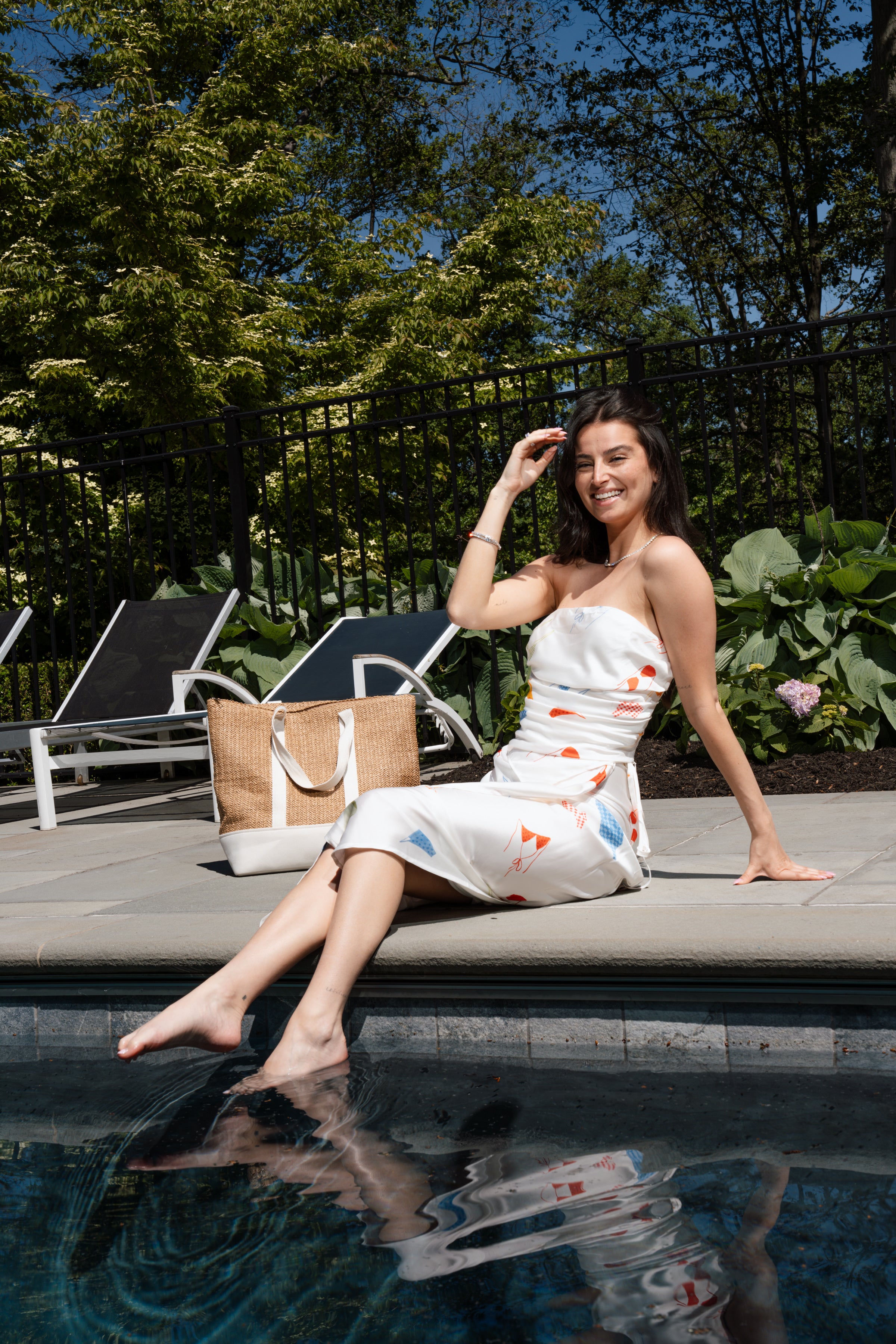 Tube Scarf Top - white with colorful bikini print, women's top/ matching sets collection
