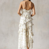 Floral Ruffle Maxi Dress - Cream/Multi - Women's Dresses Collection