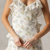 Floral Ruffle Maxi Dress - Cream/Multi - Women's Dresses Collection