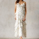 Floral Ruffle Maxi Dress - Cream/Multi - Women's Dresses Collection
