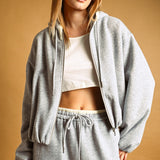 Bubble Hem Zip Front Sweatshirt