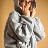 Bubble Hem Zip Front Sweatshirt