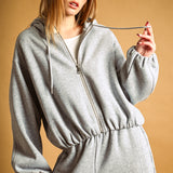 Bubble Hem Zip Front Sweatshirt