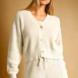 Two Tone Button Front Cardigan Pant Set
