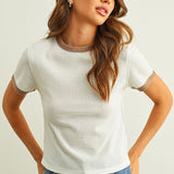 Color Combo Waffle Fabric Top
