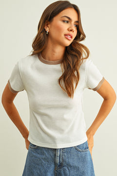 Color Combo Waffle Fabric Top