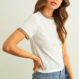 Color Combo Waffle Fabric Top