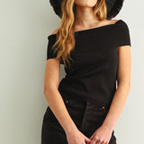 Off Shoulder Ribbed Knit Top