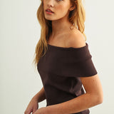 Off Shoulder Ribbed Knit Top