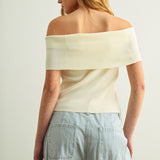 Off Shoulder Ribbed Knit Top