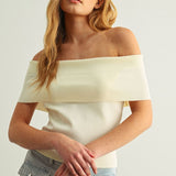 Off Shoulder Ribbed Knit Top