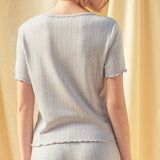 Pointelle Short Sleeve Top