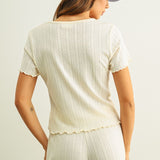 Pointelle Short Sleeve Top