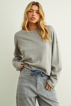 Long Sleeve Rolling Hem Top