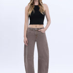 Flying Monkey - High Rise Barrel - stone, womens jean collection