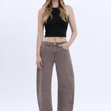 Flying Monkey - High Rise Barrel - stone, womens jean collection