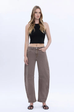 Flying Monkey - High Rise Barrel - stone, womens jean collection