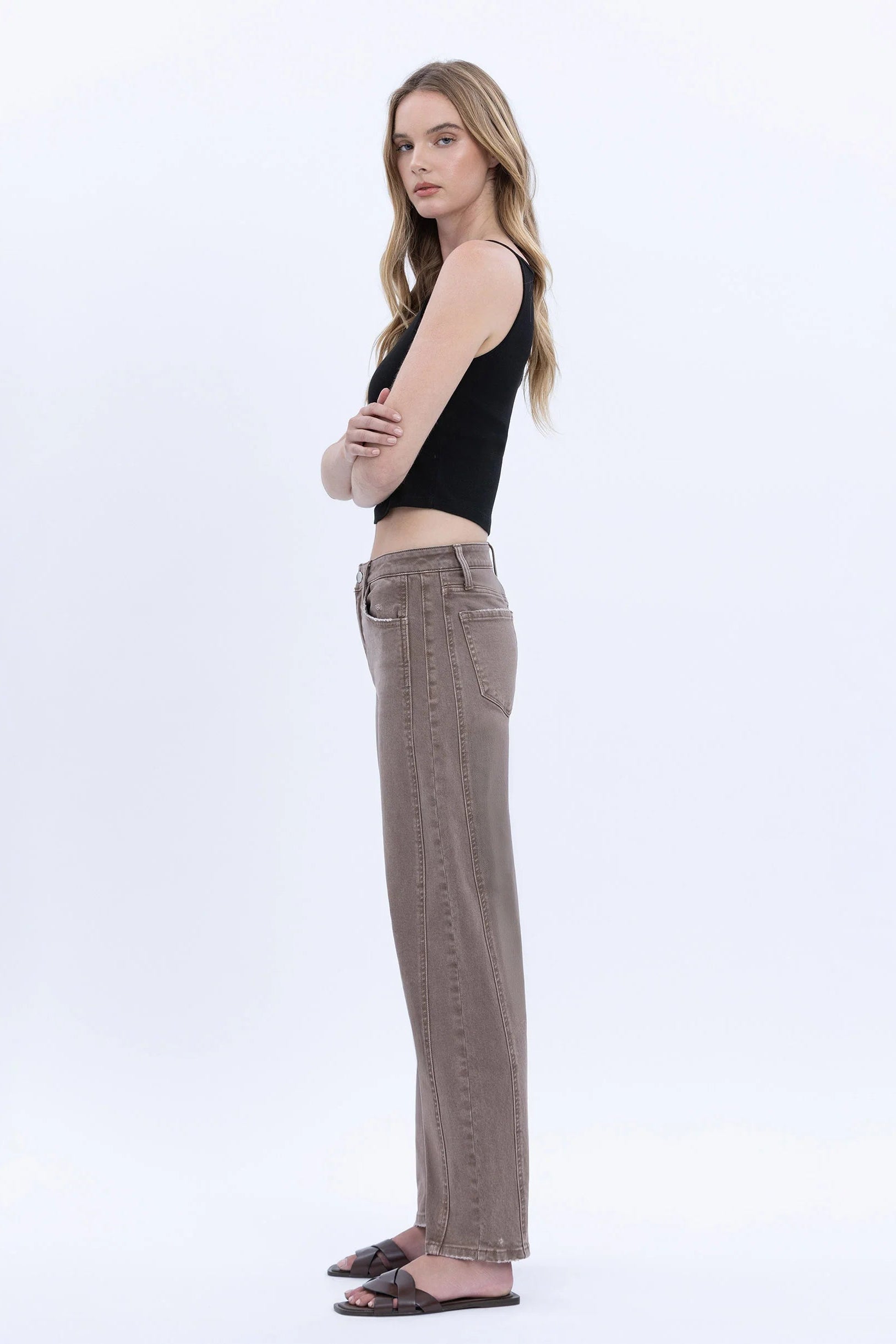 Flying Monkey - High Rise Barrel - stone, womens jean collection