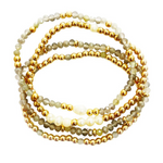 Two Tone Beaded Bracelet Set - gold/light green, womens bracelet collection