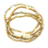 Two Tone Beaded Bracelet Set - gold/light green, womens bracelet collection