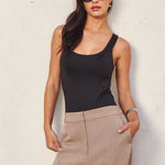 Contour Scoop Neck Bodysuit - Black, Women's Tops Collection