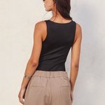 Contour Scoop Neck Bodysuit - Black, Women's Tops Collection