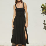 Linen Midi Dress With Belt