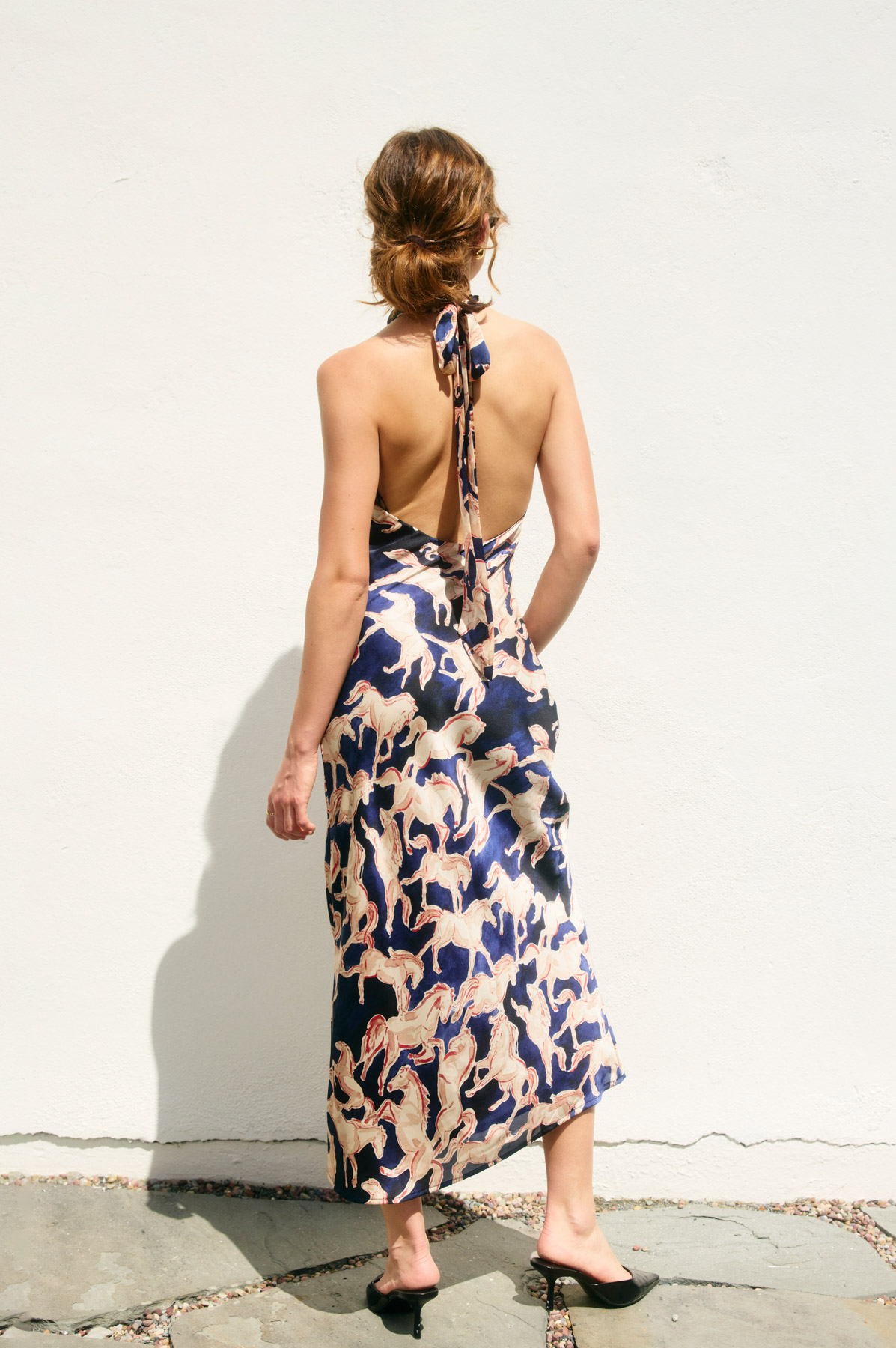 Halter Open Back Western Dress - Navy, Women's Dresses Collection