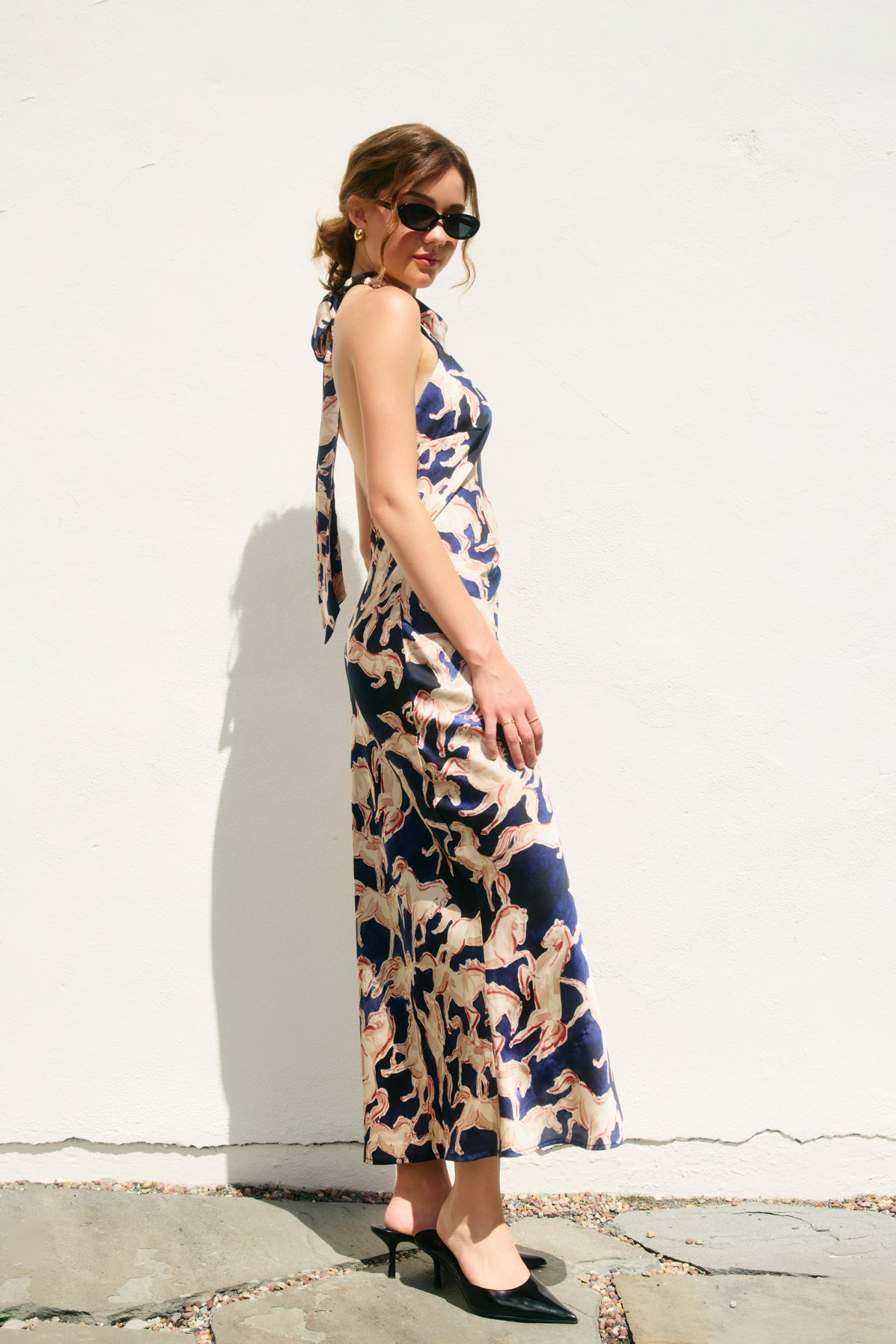 Halter Open Back Western Dress - Navy, Women's Dresses Collection
