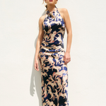 Halter Open Back Western Dress - Navy, Women's Dresses Collection