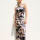 Halter Open Back Western Dress - Navy, Women's Dresses Collection