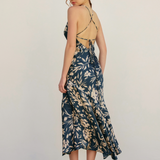 Lace Trim Tie Back Maxi - Teal, Women's Dresses Collection