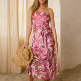 Printed Satin Midi Dress