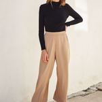 Extra Wide Elastic Waist Pant - Taupe, Women's Pants Collection