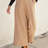 Extra Wide Elastic Waist Pant - Taupe, Women's Pants Collection