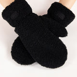 Solid Fuzzy Faux Fur Mittens