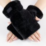 Teddy Fleece Fingerless Gloves