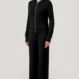 Brushed Fleece Zip Up Sweatshirt - black, womens sweatshirt/matching set collection