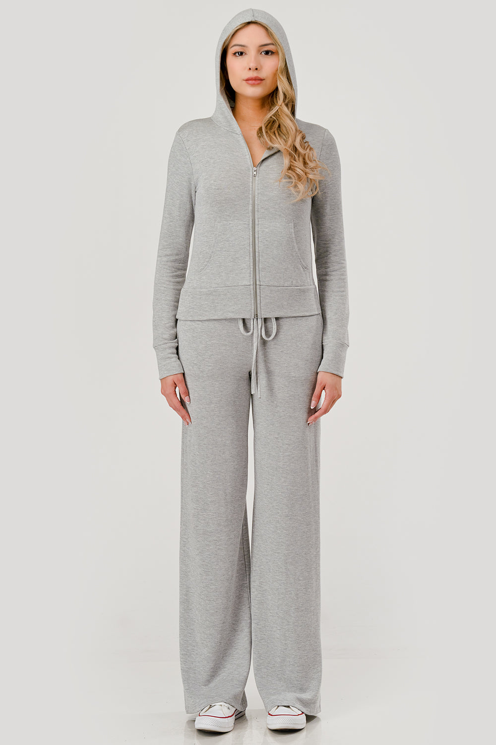 Brushed Fleece Zip Up Sweatshirt - grey, womens sweatshirt/matching set collection