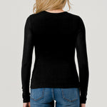 Double Layered Baby Hacci Long Sleeve - black, women's top collection