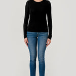 Double Layered Baby Hacci Long Sleeve - black, women's top collection